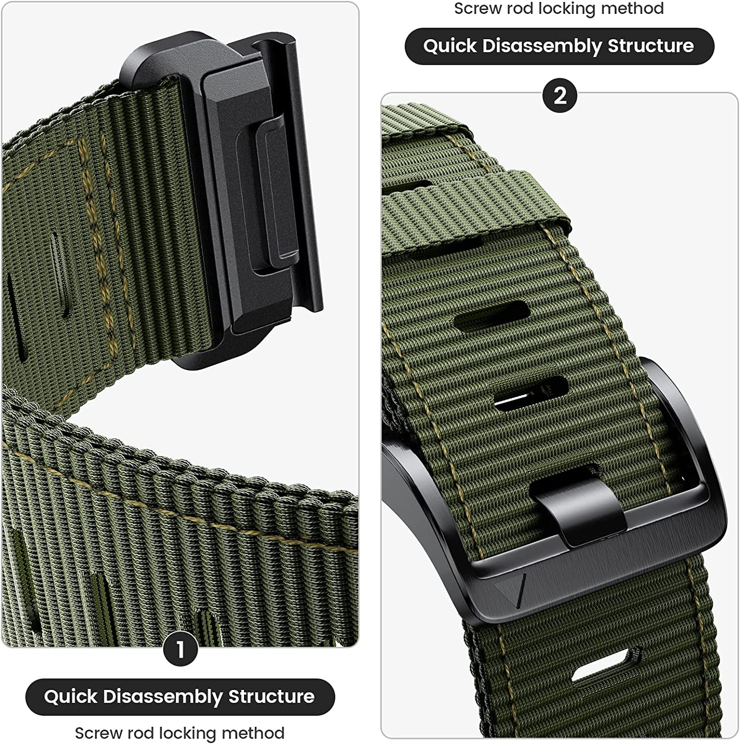 CUZOW Compatible with Garmin Fenix 5X/7X/Tactix 7 Pro, 26Mm Nylon Quickfit Watch Band for Garmin Fenix 3/3 HR, Fenix 5X Plus/6X/6X Pro/Tactix/Descent MK1/D2 Delta PX/D2 Charlie, Army Green  CUZOW   