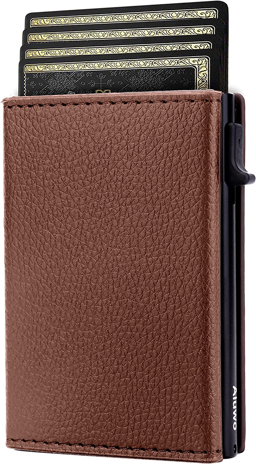 Aiuwo Mens Slim Wallet with Money Clip RFID Blocking Credit Card Holder Minimalist Wallet for Men with Gift Box  Aiuwo Lichee Brown  