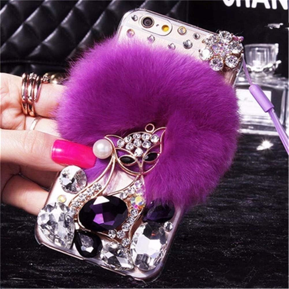 Case for LG G8 Thinq, 3D Handmade Luxury Civet Cats Fluffy Rabbit Fur Sparkle Stunning Stones Crystal Rhinestone Bling Diamond Glitter Case for LG G8 Thinq (Z01)  RB-CASE Z02 Lg G8 Thinq 