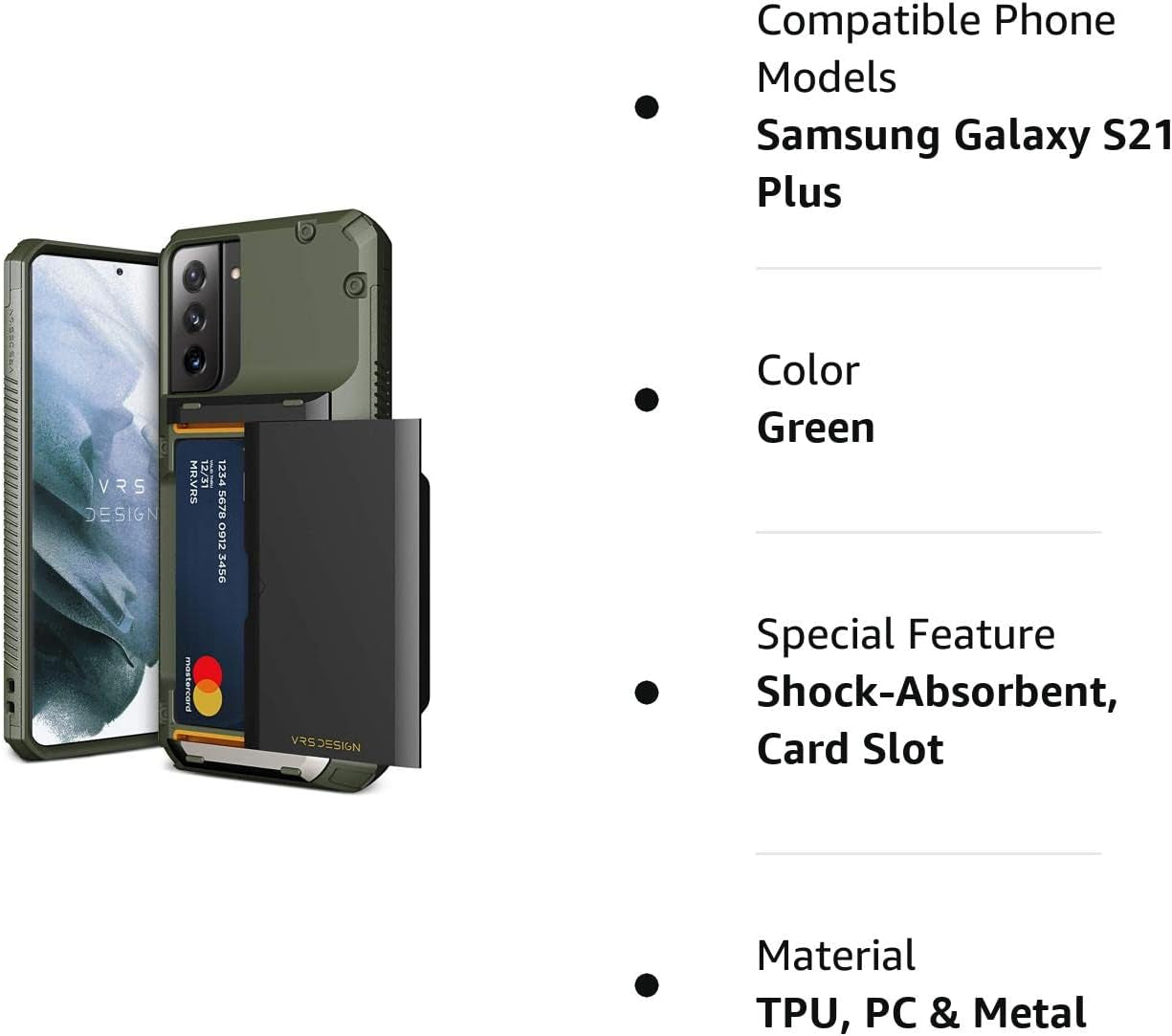VRS DESIGN Damda Glide Pro Phone Case Compatible with Galaxy S21 plus 6.7 Inch (2021) Green  VRS Design   