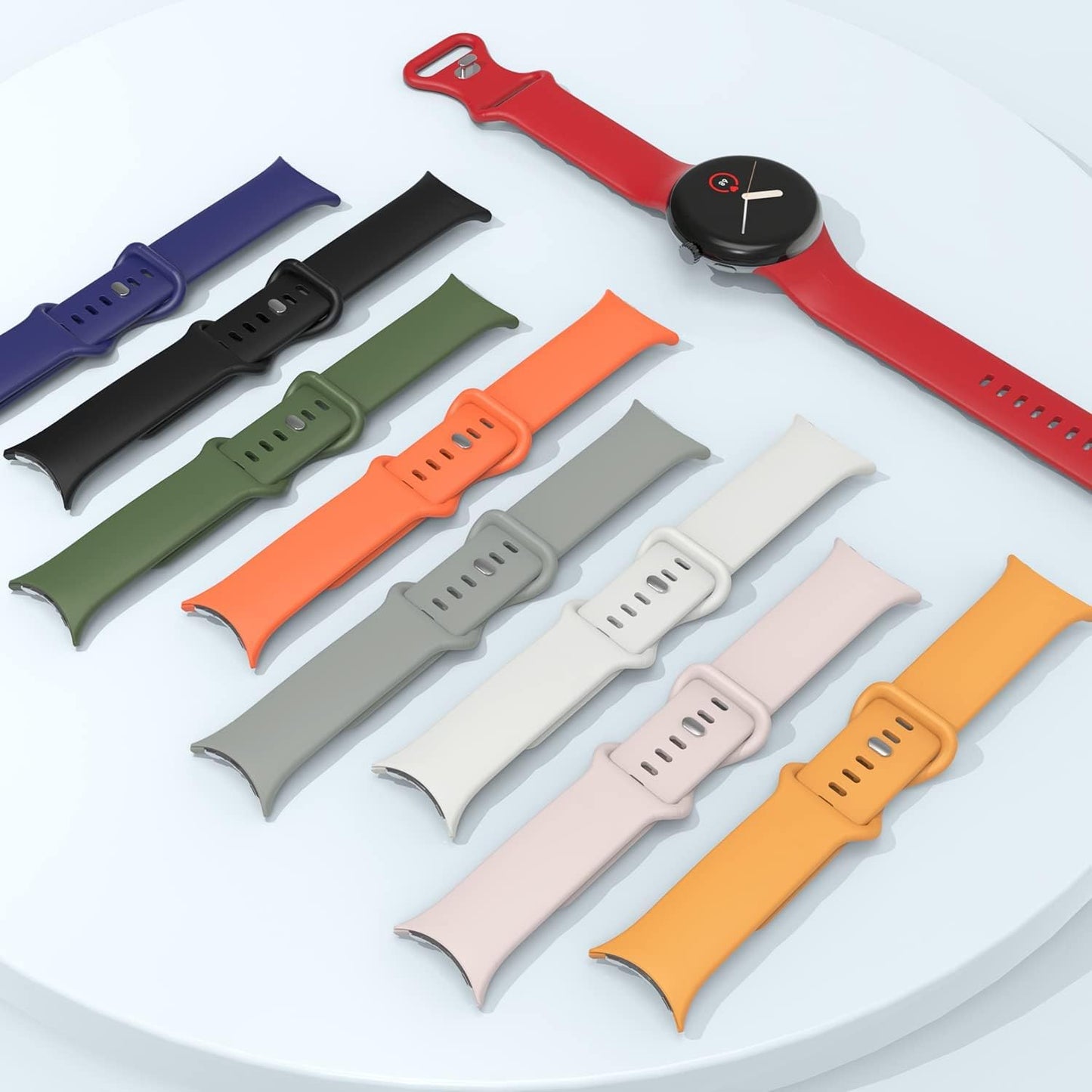 OVERSTEP Compatible for Google Pixel Watch Bands, Soft Silicone Sport Strap Metal Buckle for Google Watch Band, Replacement Google Pixel Watch 2022 Band for Women Men (S, White)  OVERSTEP   