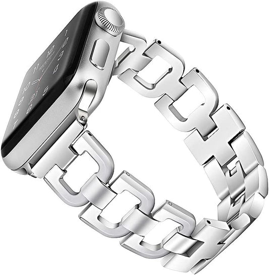 OULUCCI Bands Compatible Apple Watch Band 42Mm 44Mm 45Mm Ultra 49Mm Iwatch Series8 7 6 SE 5 4 3 2 1,Stainless Steel Metal Wristband Strap Women Men Silver (No Tool Needed)  OULUCCI   