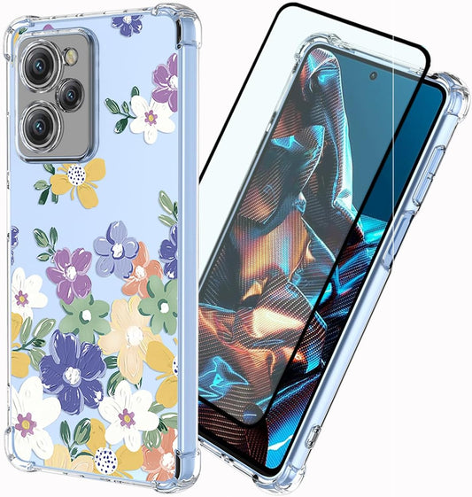 DFTCVBN Case for Xiaomi Poco X5 Pro Case, Note 12 Pro Speed 5G 22101316C Case with Screen Protector Clear Colorful Floral Shockproof TPU Phone Cover for Xiaomi Poco X5 Pro Oil Painting Flowers  DFTCVBN   