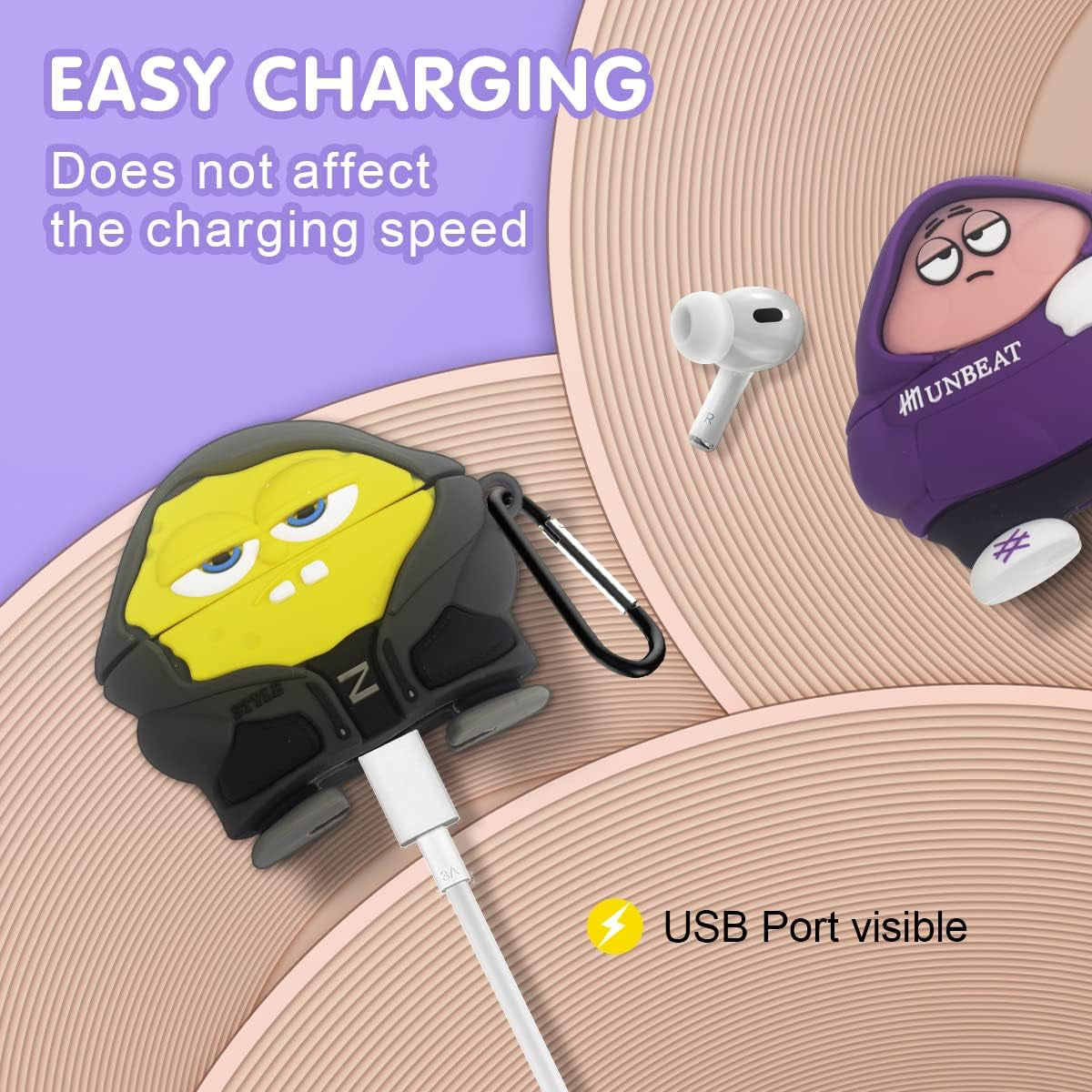 [2Pack] Case for Airpods Pro 2Nd Generation 2022, Cute Airpods Pro 2 Cartoon Character Case, Unique Design Funny Fun Kawaii 3D Cartoon Characters Soft Silicone Airpods Pro 2 Case Cover for Men Women  AIBEAMER   