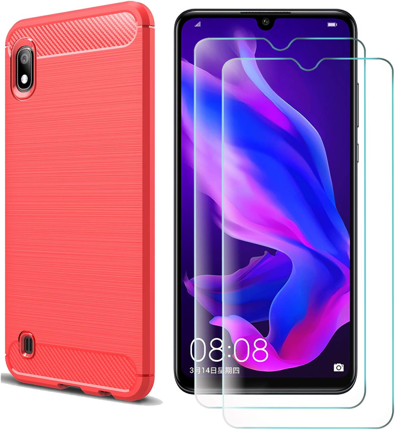 Aidinar Case for Sony Xperia 1, Slim Transparent Soft TPU Case + [2 Pack] Sony Xperia 1 Tempered Glass Screen Protector, Flexible Silicone Cover for Sony Xperia 1 Phone Cover  Aidinar Red For Sony Xperia 1 