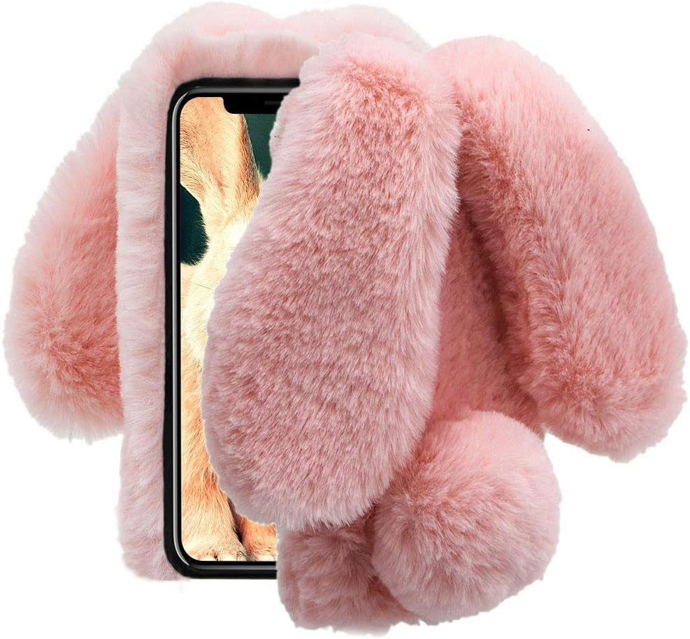 Compatible with Samsung Galaxy Note 20/Note 20 5G Case Rabbit Fur Ball Case Cute 3D Homemade Diamond Winter Warm Soft Furry Fluffy Fuzzy Bunny Ear Plush Purple Phone Case Cover for Girls Women Aearl  Areall Pink Samsung Galaxy Note 20 Ultra/Note 20 Ultra 5G 