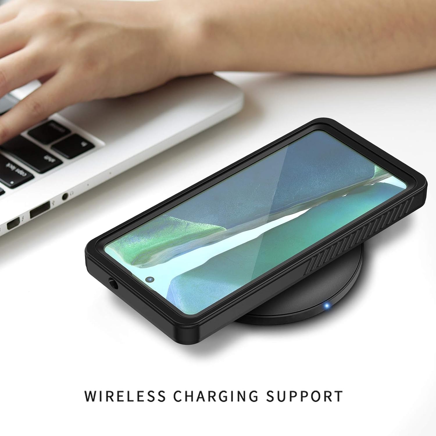 Lanhiem Galaxy Note 20 Case, Built-In Screen Protector with Fingerprint Film Waterproof Dustproof Case, Full Body Heavy Duty Protective Cover for Samsung Galaxy Note 20 6.7 Inch (Black/Clear)  Lanhiem   