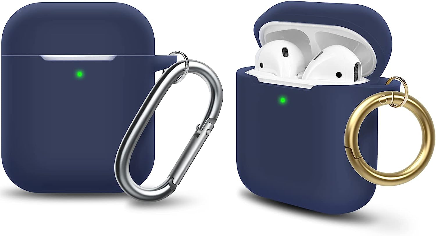 MOLOPPO Case Cover Compatible with Airpods, Soft Silicone Protective Cover with Keychain for Women Men Compatible with Apple Airpods 2Nd 1St Generation Charging Case, Front LED Visible- Milk Tea  MOLOVA E-Midnight blue  