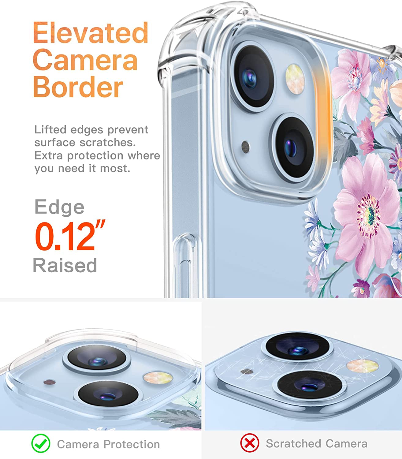 GVIEWIN Compatible with Iphone 14 Case with Screen Protector + Camera Lens Protector, Soft Shockproof Clear Floral Phone Protective Cover for Women,Flower Pattern Design 6.1"(Anemone Blooms/Pink)  GVIEWIN   