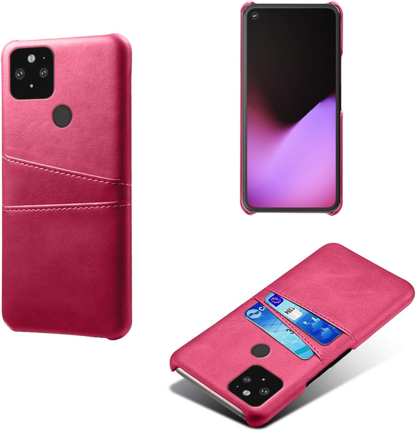 FHZXHY Google Pixel 4A 5G Phone Case PU Leather Wallet Card Holder Protective Case for Google Pixel 4A 5G(6.2 Inch 2020)-Blue  FHZXHY Rose Red  