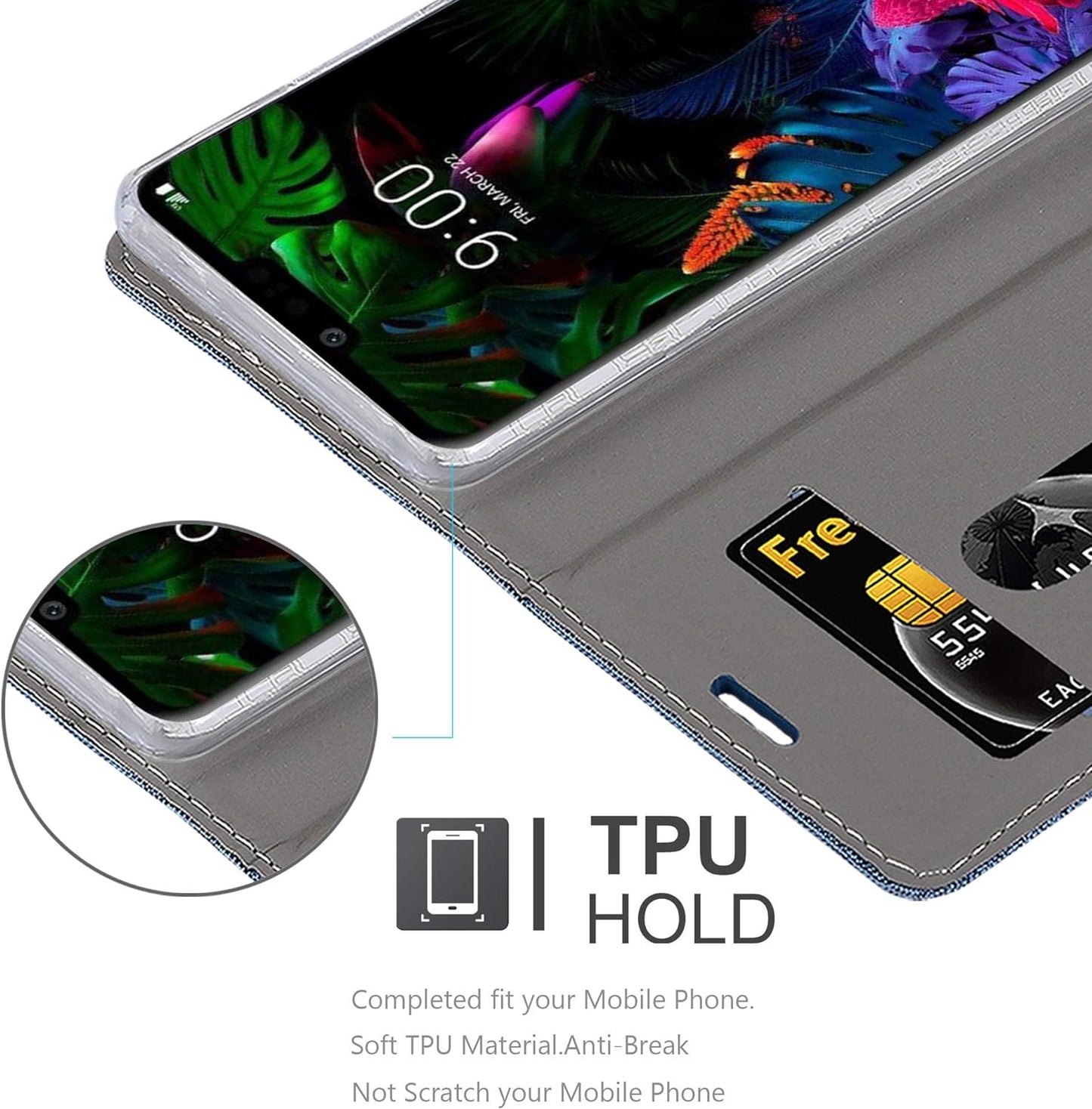 Cadorabo Book Case Compatible with LG G8 in Dark Blue Black - with Magnetic Closure, Stand Function and Card Slot - Wallet Etui Cover Pouch PU Leather Flip  Cadorabo   