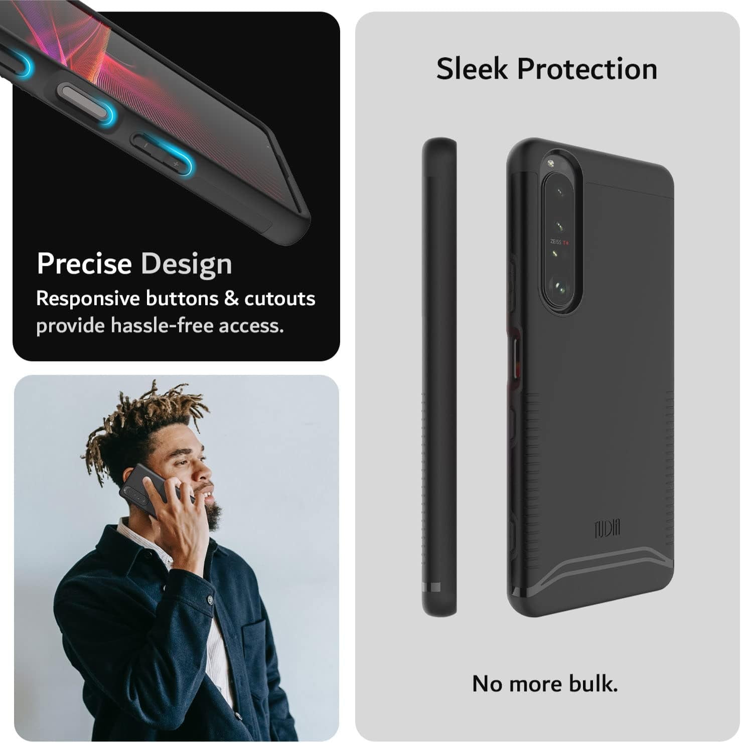 TUDIA Dualshield Designed for Sony Xperia 1 III Case (2021), [Merge] Shockproof Tough Dual Layer Hard PC Soft TPU Slim Protective Case - Matte Black  TUDIA   