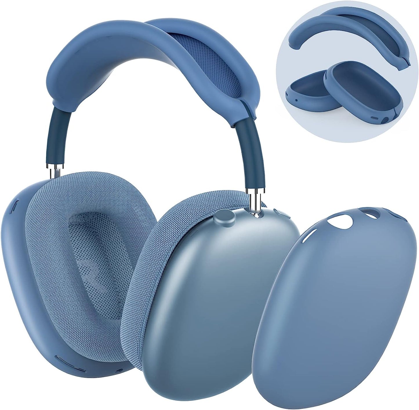 NIUTRENDZ Silicone Case Cover for Airpods Max with Headband Protective Ear Cups Covers Accessories【Anti-Fingerprint, Anti-Scratch & Anti-Dust】 (White)  NIUTRENDZ Blue  