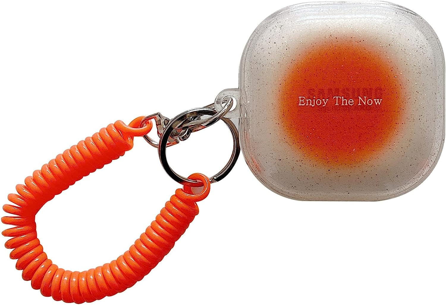 CASEVERSE Case for Samsung Galaxy Buds2 Pro/Galaxy Buds 2/Galaxy Buds Pro/Galaxy Buds Live, Cute Transparent Soft TPU Cover with Keychain for Girls Women  CASEVERSE Orange  