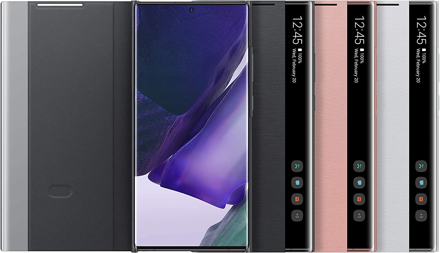 SAMSUNG Galaxy Note 20 Ultra Polyurethane Case, S-View Flip Cover - Lightweight, Black (US Version ) (EF-ZN985CBEGUS)  Samsung   