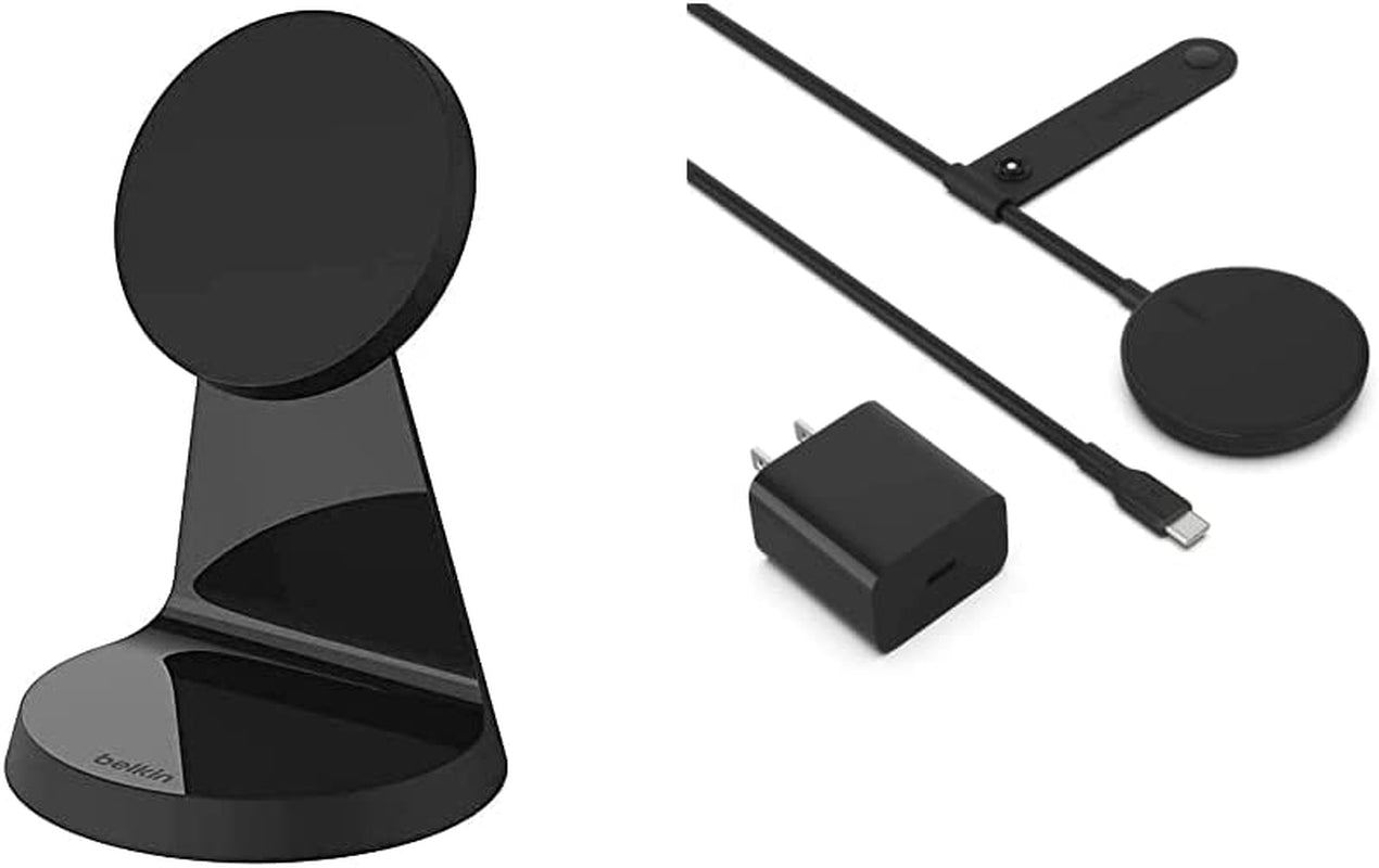Belkin Magnetic Wireless Charger Stand - Magsafe Charger Compatible - Magnetic Iphone Charger - Wireless Charger - Works W/ Apple Iphone 14, Iphone 13 & Iphone 12 - Power Supply Not Included - Black  Belkin Black Power Supply Not Included Wireless Charger + Wireless Charger