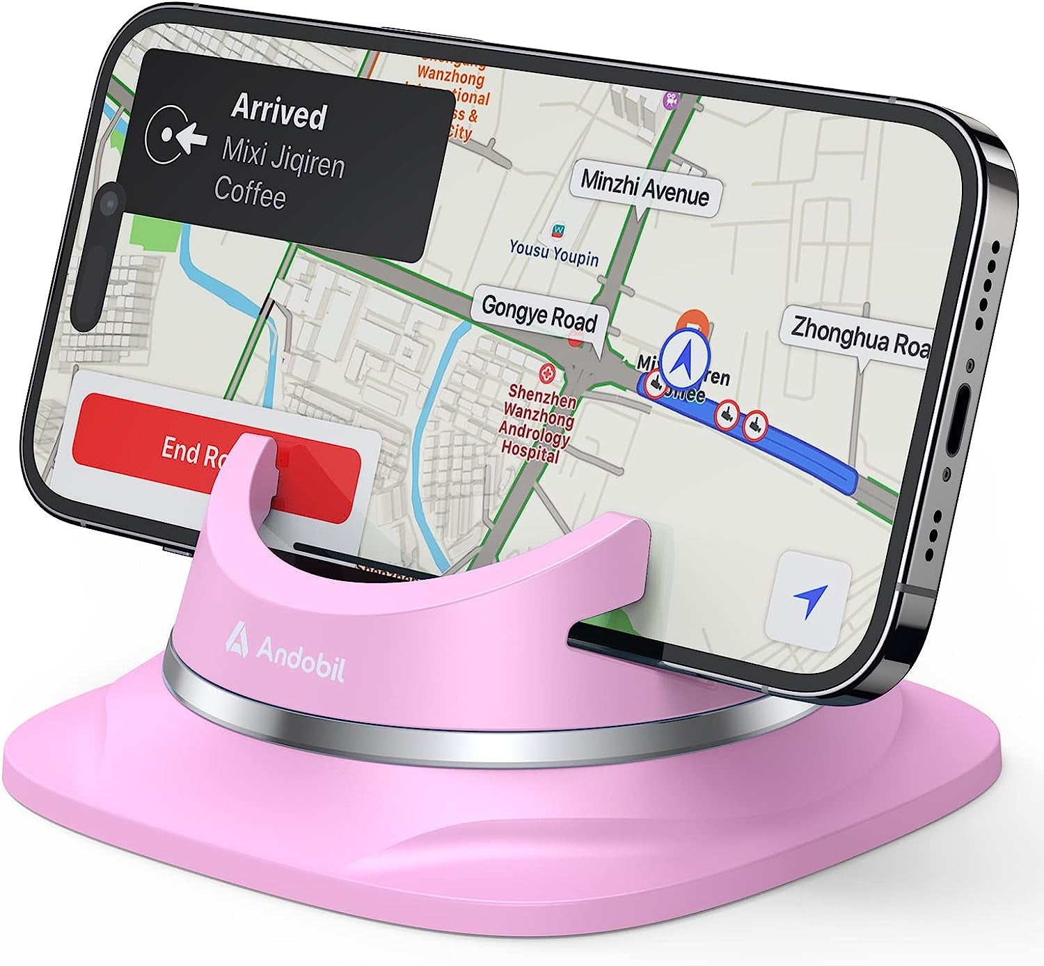 Andobil 2023 Upgraded Dashboard Phone Holder Car, [Ultra Steady, Never Slip] Reusable Silicone Phone Mount for Car, 360°Rotatable Car Mat Compatible for Iphone, Samsung, Smartphone, Car Accessories  andobil Pink  