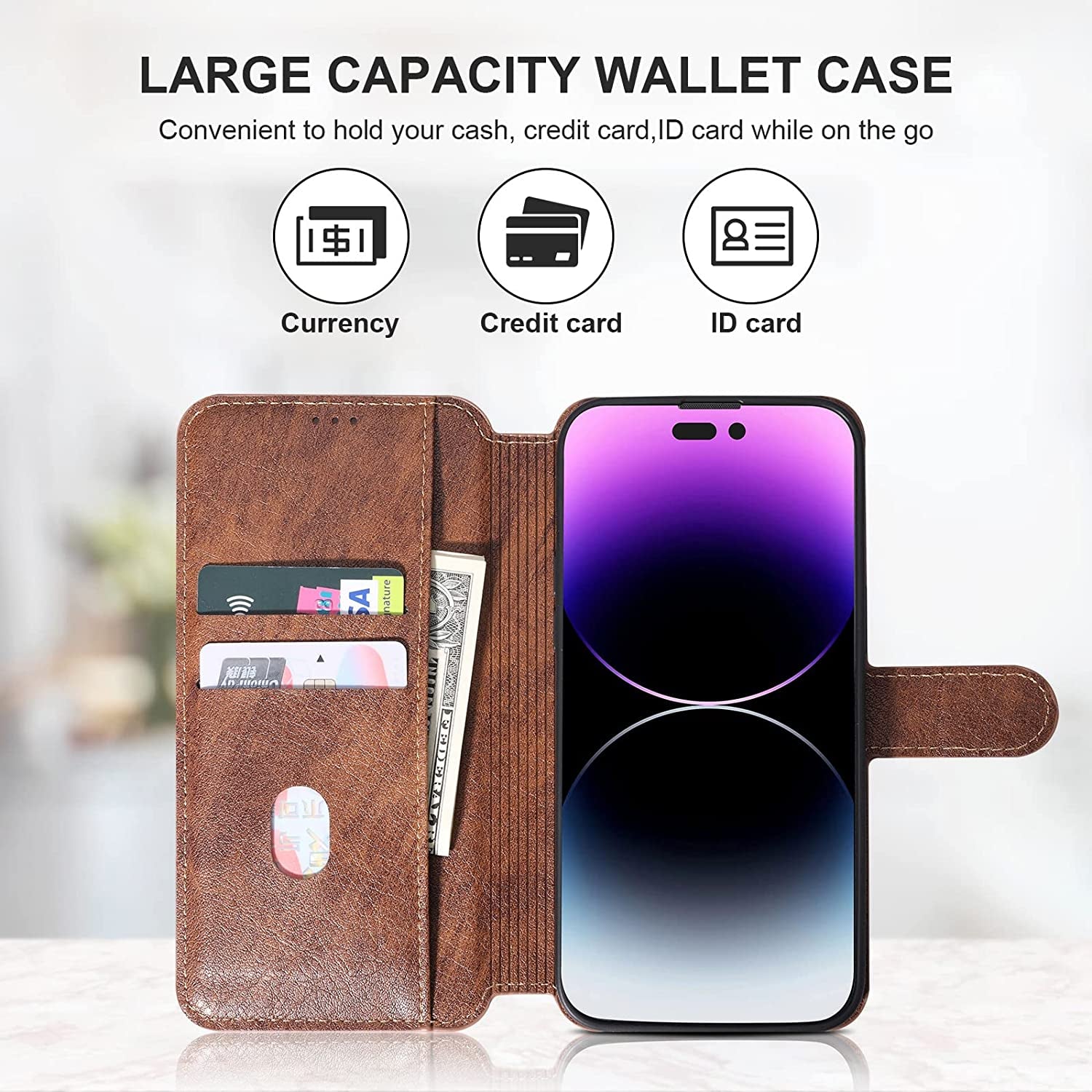 TAKFIRA Iphone 14 Pro Max 6.7" Wallet Case Compatible with Magsafe, Magnetic Flip Wallet Case with Card Slots, [Support RFID Blocking] [Kickstand] for Iphone 14 Pro Max 5G 2022 (Brown)  TAKFIRA   