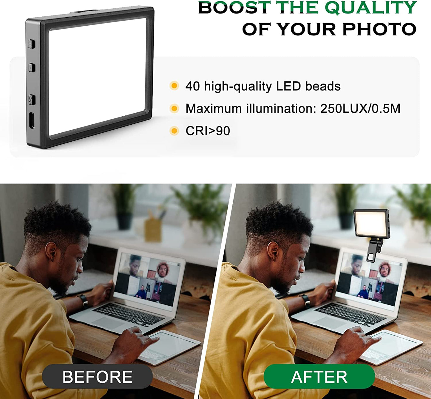 Aureday Rechargeable Selfie Light, Clip-On LED Ring Light for Phone, Laptop, Tablet and Computer, Portable Phone Light for Selfie/Video Conference/Zoom Call/Photography/Makeup/Picture  Aureday   