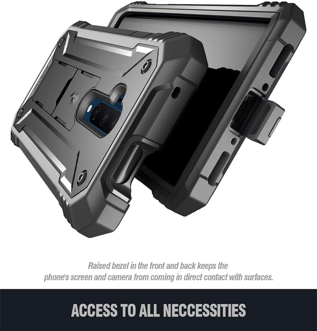 Poetic Revolution Series Designed for Oneplus 7T Pro/Oneplus 7 Pro, Full-Body Rugged Dual-Layer Shockproof Protective Cover with Kickstand and Built-In-Screen Protector, Black  Poetic   