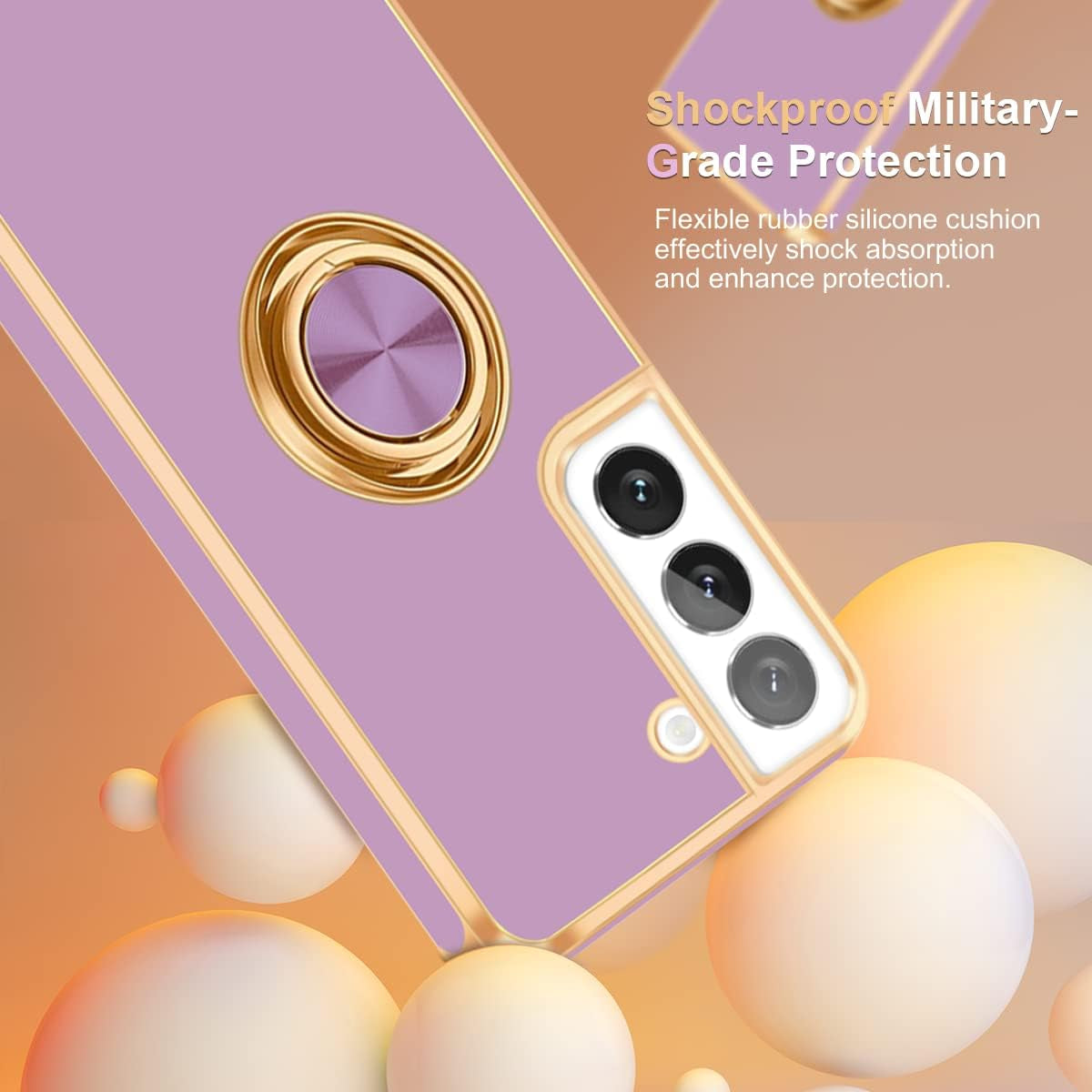 Fingic Samsung Galaxy S22 Case, Galaxy S22 Case with 360° Ring Holder Slim Kickstand Magnetic Support Car Mount Women Girls Soft TPU Protective Phone Case for Samsung Galaxy S22 6.1", Purple  Fingic   