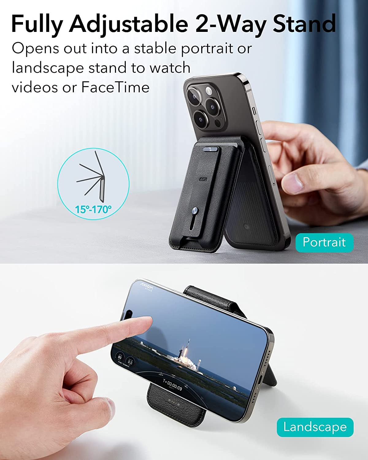 ESR Magsafe Wallet (Halolock), Geo Iphone Wallet Stand with Full Find My Functionality, Wallet Tracker with Adjustable Stand, Magnetic Wallet for Iphone 14/13/12 Series, Magsafe Accessories, Black  Electronic Silk Road Corp   