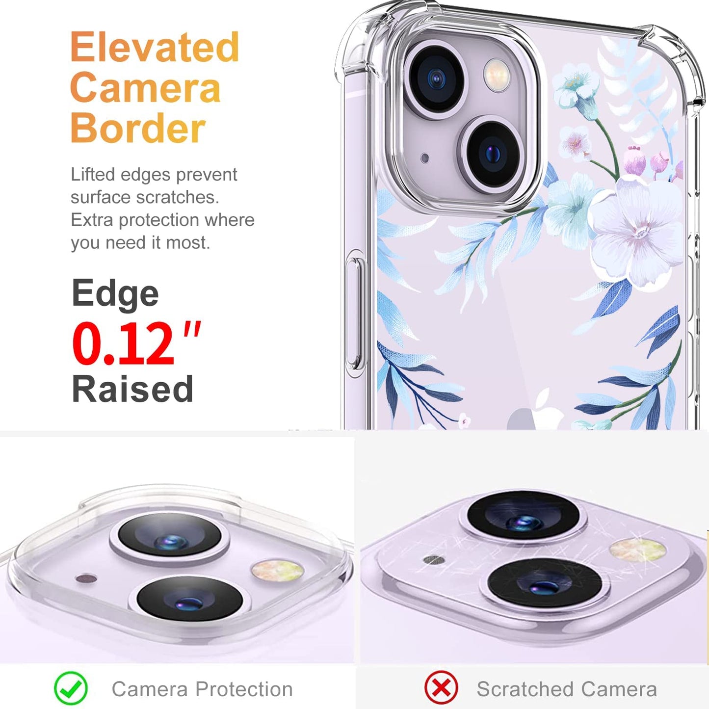YOYORI Compatible with Iphone 14 Case with Screen Protector, Flower Pattern Design, Floral Clear Women Phone Case Shockproof Protective Soft TPU Bumper Cover 6.1 Inch 2022(Hibiscus)  YOYORI   