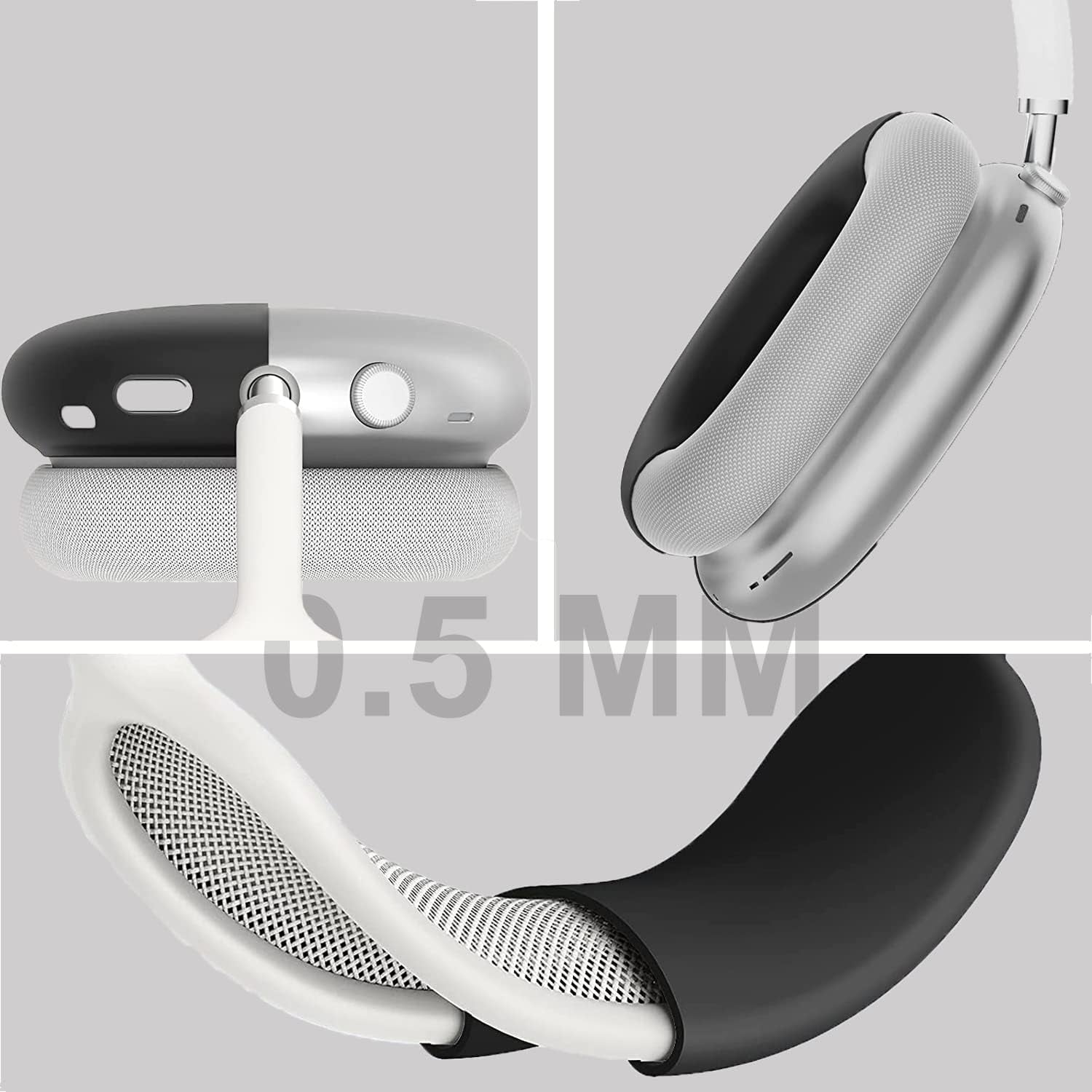 VAEKNVG for Apple Airpods Max Case Cover, Soft Silicone Anti-Scratch Ear Pad Case Cover/Ear Cups Cover/Headband Cover for Airpods Max, Shockproof Protective Earbuds Accessories for Airpods Max(Black)  VAEKNVG   