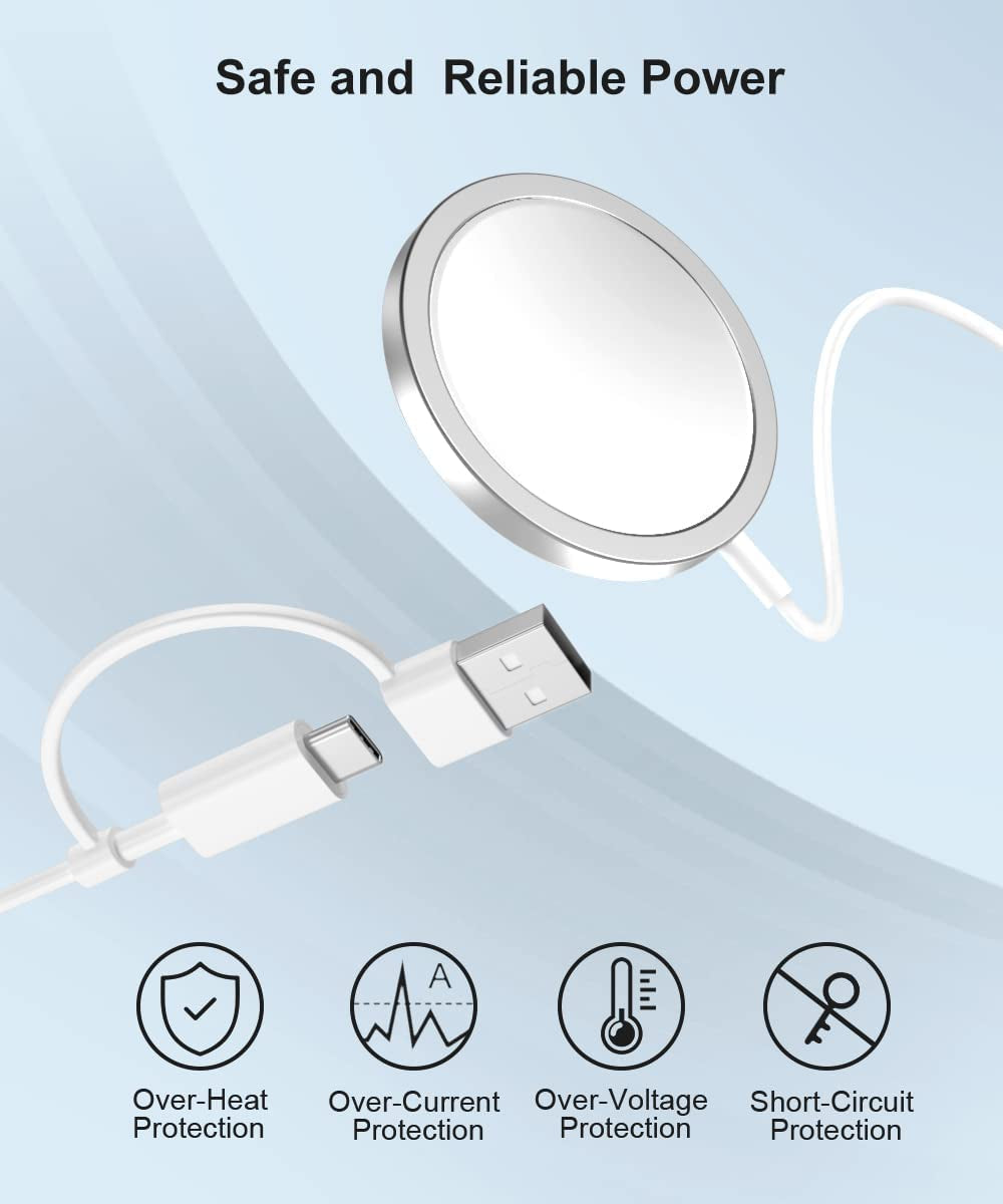 Basesailor Magnetic Wireless Charger with USB C Adapter,Portable Travel Cordless Qi Fast Charging Pad for Magsafe,Iphone 13 12 11 14 Pro Max Mini,Se XR Xs,Airpods,Samsung Galaxy S23 S22 Z Fold Flip  Basesailor   