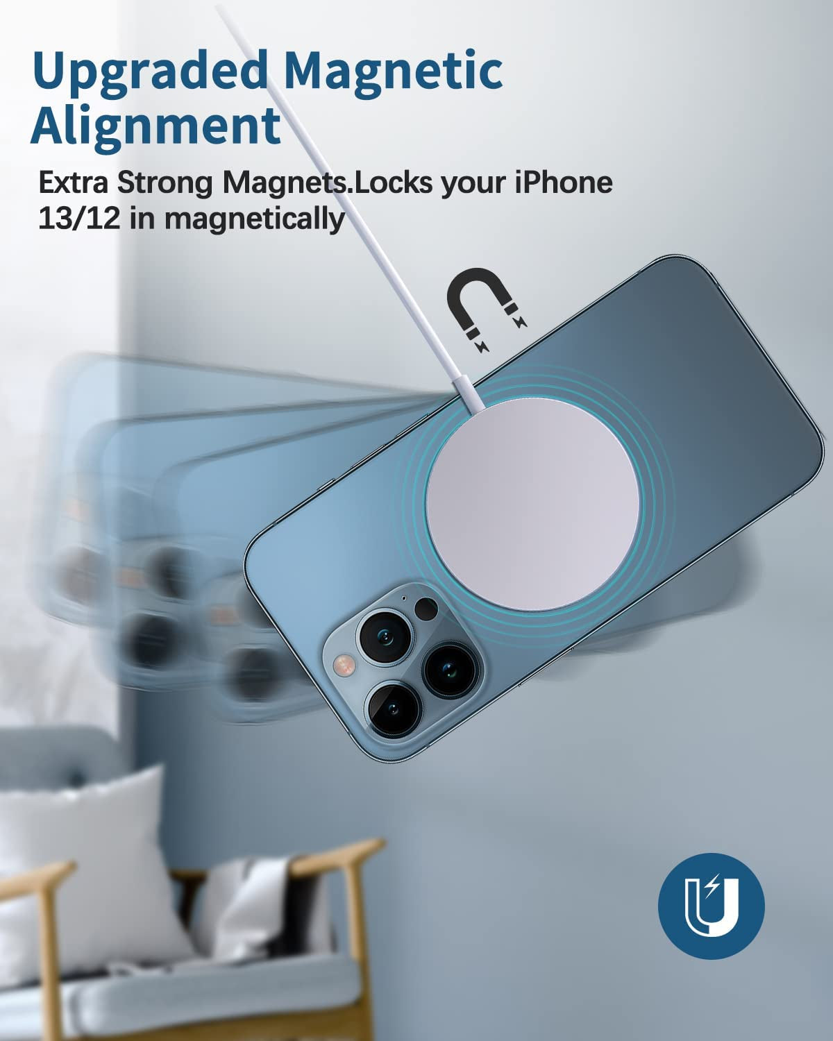 2 Pack Magnetic Wireless Charger 15W Fast Mag-Safe Charger for Iphone 14/13/12 Series and Airpods 3/2/Pro (Mag-Safe Charger Silver)  ShenZhen RuiYiDa Technology Co., Ltd   