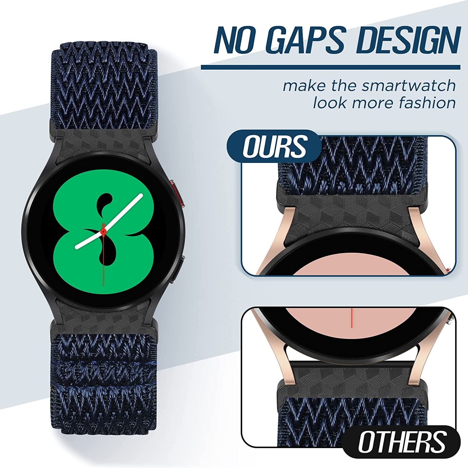 5 Pack No Gap Bands Compatible with Samsung Galaxy Watch 5 40Mm 44Mm/ Watch 5 Pro 45Mm/ Galaxy Watch 4 40Mm 44Mm/ Galaxy Watch 4 Classic 42Mm 46Mm, 20Mm Elastic Nylon Sport Band for Women Men  BeautyFurlife   