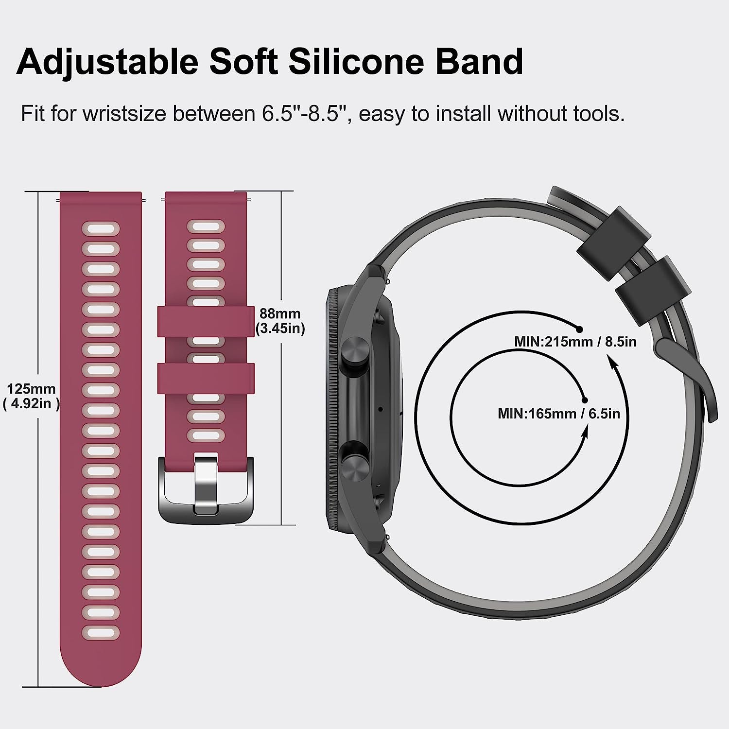 22Mm Galaxy Watch 3 45Mm Band,Soft Silicone Galaxy Watch 46Mm Bands Compatible for Samsung Gear S3 Frontier & Classic/Garmin Venu 2/Forerunner 255/ Forerunner 745/Vivoactive 4 Wristband for Men Women  EZMVZKU   