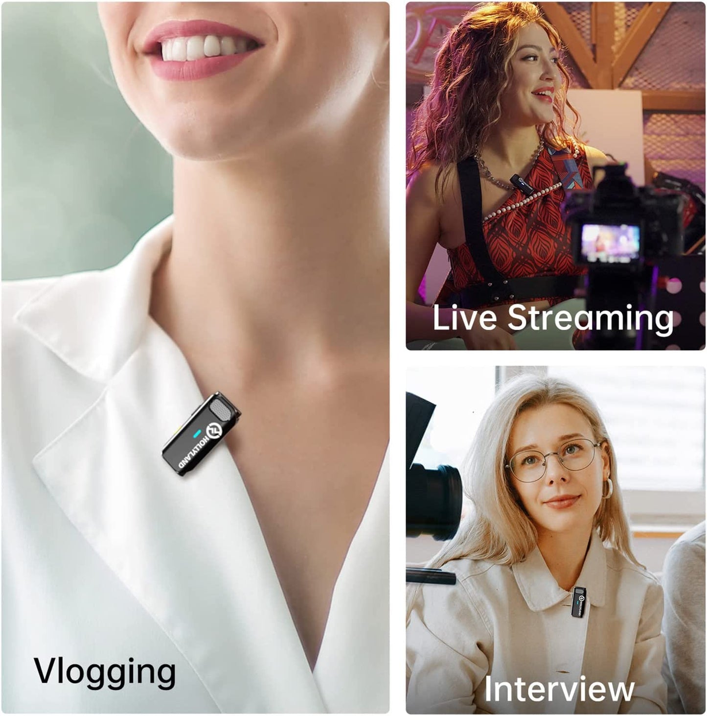 Hollyland Lark M1 Wireless Lavalier Microphone with Noise Cancellation, 656Ft Transmission,8H Battery Life, Compact Wireless Lapel Microphone System for DSLR Cameras/Iphone/Android/Live Streaming  HollyView   