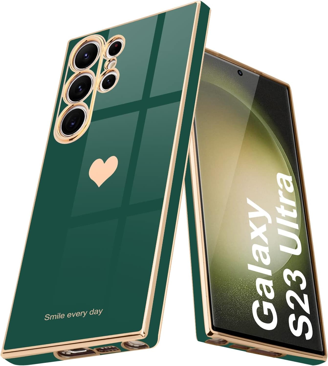 Teageo for Samsung Galaxy S22 5G Case for Women Girl Cute Love-Heart Luxury Bling Soft Back Cover Raised Full Camera Protection Bumper Silicone Shockproof Phone Case for Galaxy S22 5G, Bright Blush  janzee Darkish Green Samsung Galaxy S23 Ultra 