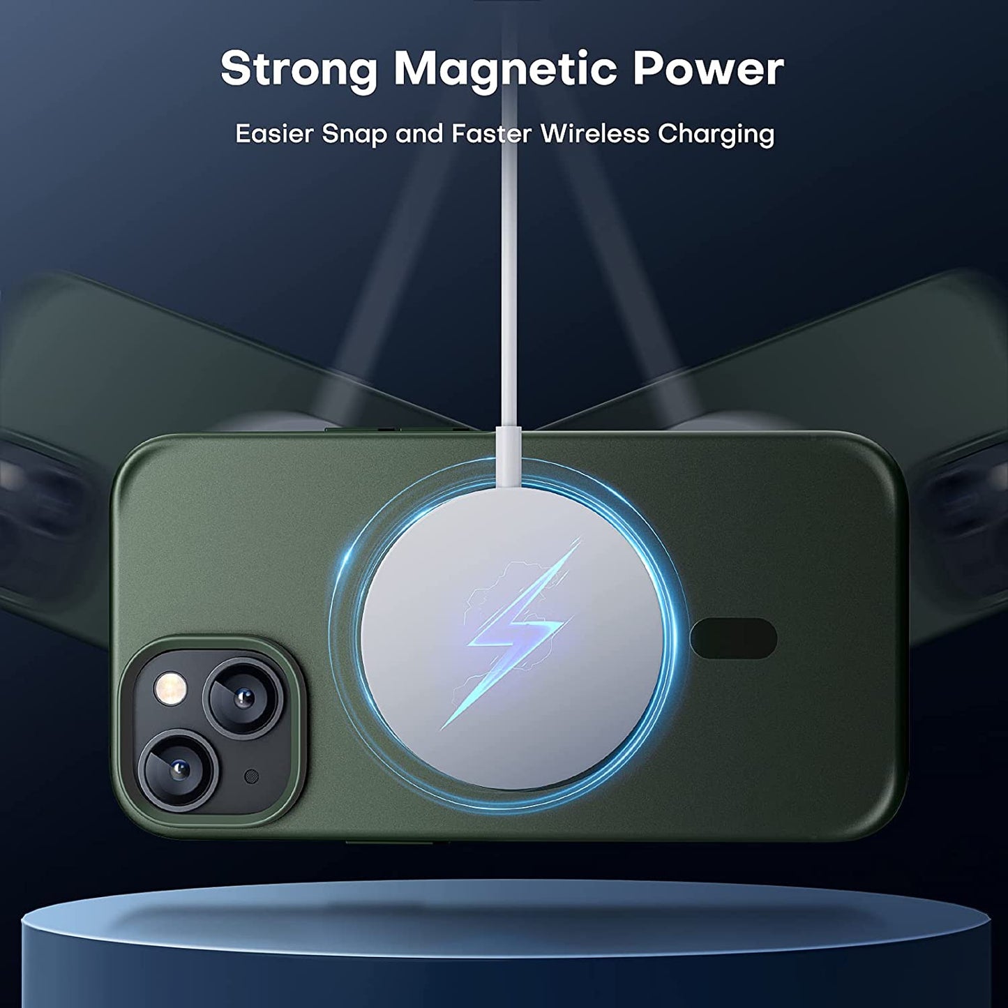 TAURI [5 in 1 Magnetic Case for Iphone 14 plus [Military Grade Drop Protection] with 2X Screen Protector +2X Camera Lens Protector, Translucent Matte Slim Fit Designed for Magsafe Case-Green  TAURI   