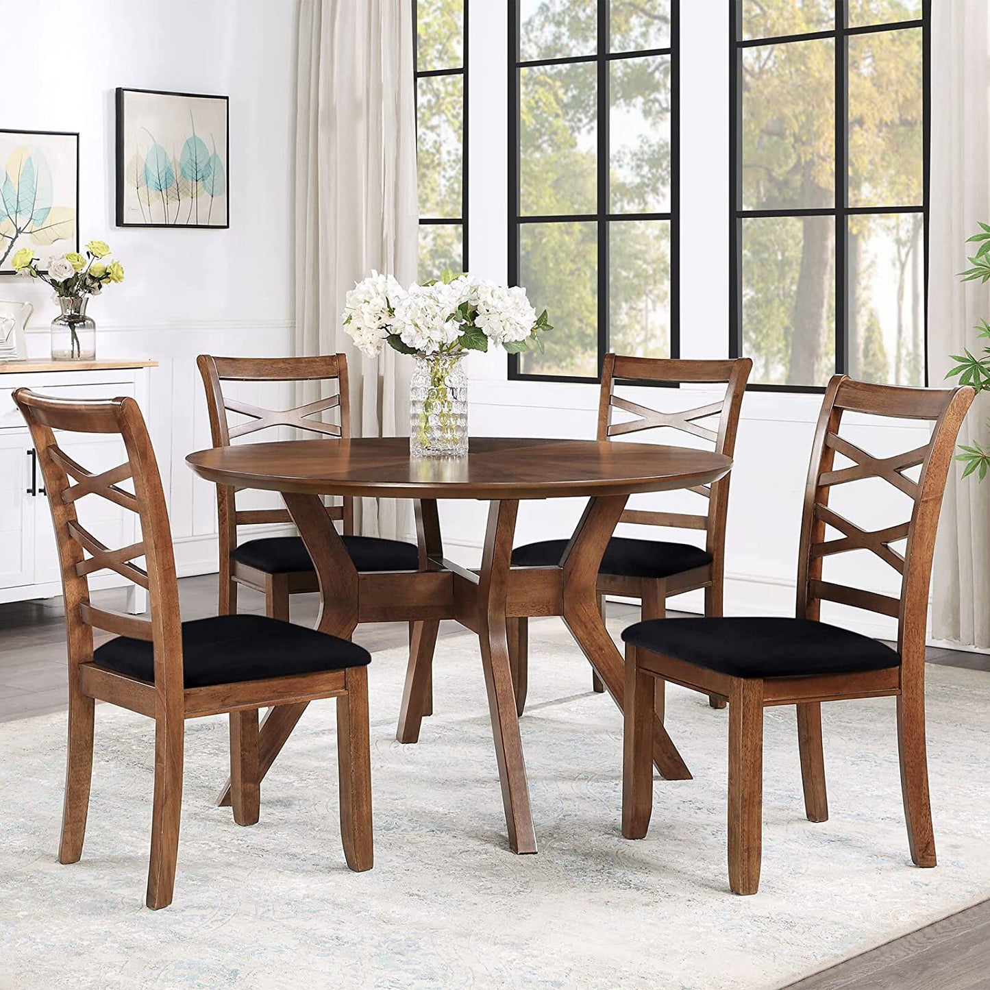 Smiry Original Velvet Dining Chair Seat Covers, Stretch Fitted Dining Room Upholstered Chair Seat Cushion Cover, Removable Washable Furniture Protector Slipcovers with Ties - Set of 2, Black  smiry   