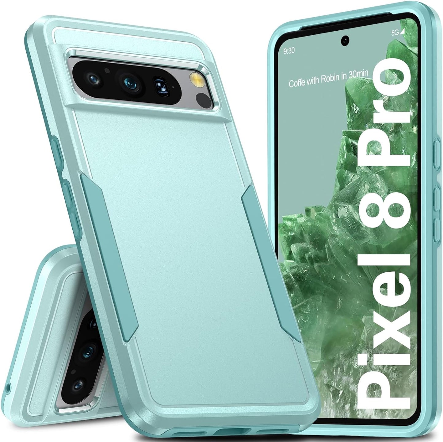Oneagle for Google Pixel 8 Case, Pixel 8 Case with 2 Screen Protector, [15FT Military Protection][Double Layer][Heavy Duty][Anti-Slip][Matte Feel] Shockproof Phone Case for Pixel 8 6.2 Inch  Oneagle Teal Pixel 8 Pro 