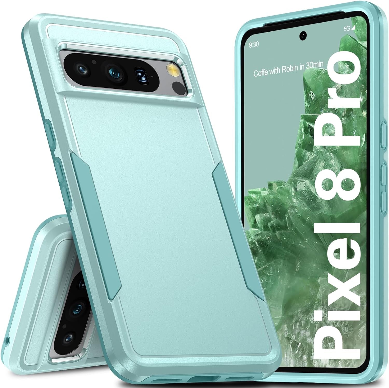 Oneagle for Google Pixel 8 Case, Pixel 8 Case with 2 Screen Protector, [15FT Military Protection][Double Layer][Heavy Duty][Anti-Slip][Matte Feel] Shockproof Phone Case for Pixel 8 6.2 Inch  Oneagle Teal Pixel 8 Pro 