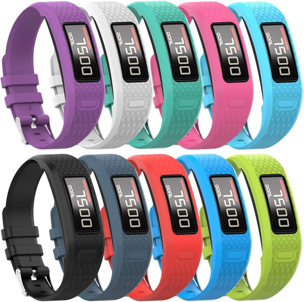 QGHXO Band for Garmin Vivofit 1 / Vivofit2, Soft Silicone Replacement Watch Band Strap for Garmin Vivofit 1 / Vivofit 2 Activity Tracker, Small, Large, Ten Colors  QGHXO 10PCS Bands Small 