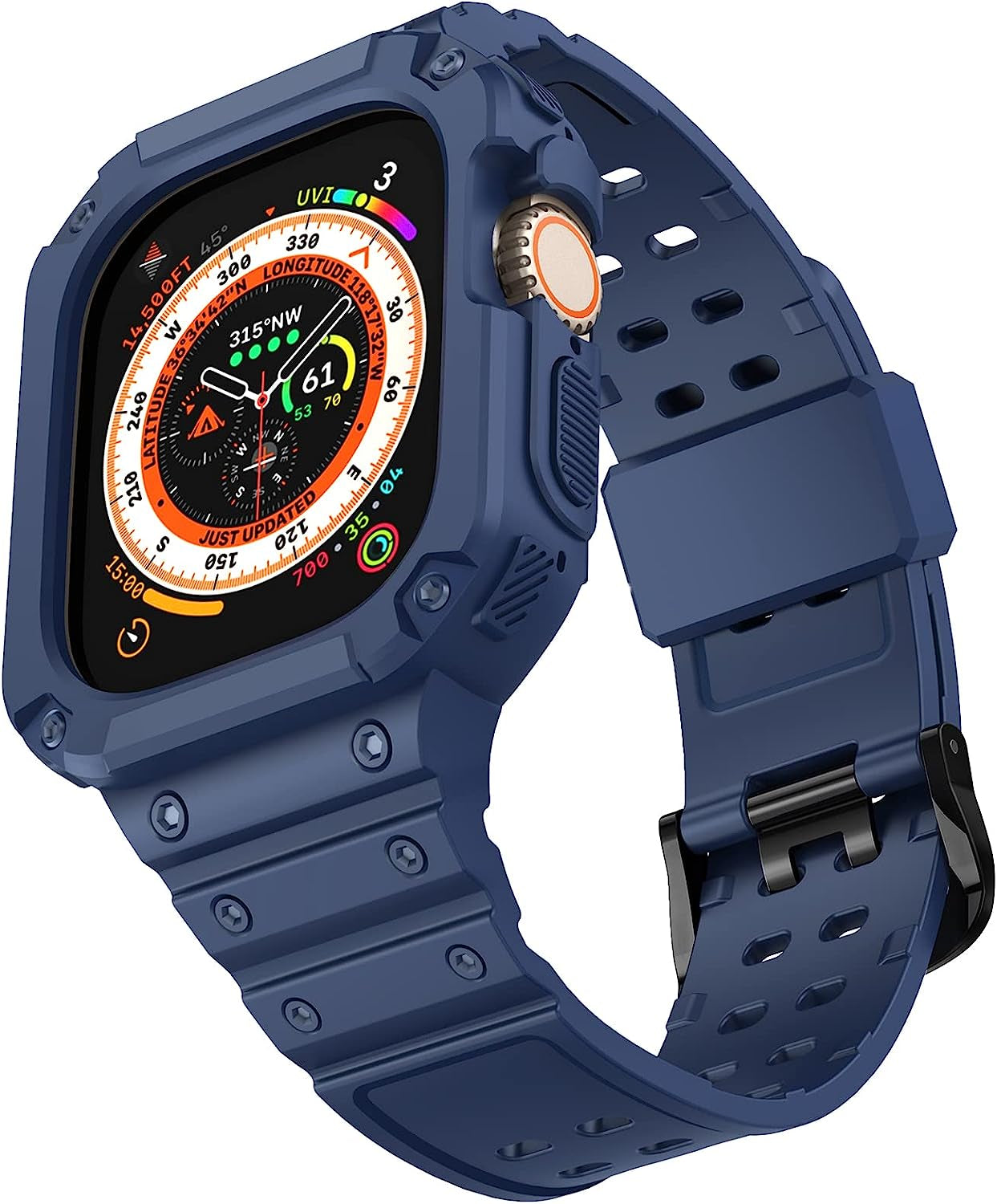 AIRYZGOOD Compatible for Apple Watch Band Ultra 49Mm with Bumper Case,Crystal Clear Soft Sport Wristband Shockproof Protector Case for Iwatch Ultra 49Mm  AIRYZGOOD Blue 49mm 