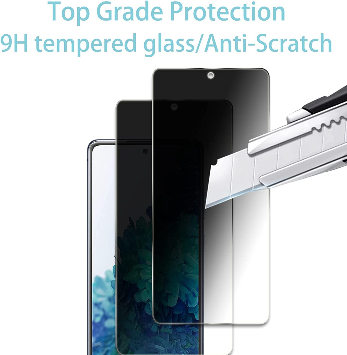 CHRINECY [4 Pack] 2 Pack Privacy Screen Protector for Samsung Galaxy S20 FE with 2 Pack Camera Lens Protector, 9H Hardness Tempered Glass Screen Protector, anti Spy anti Peeping  CHRINECY   