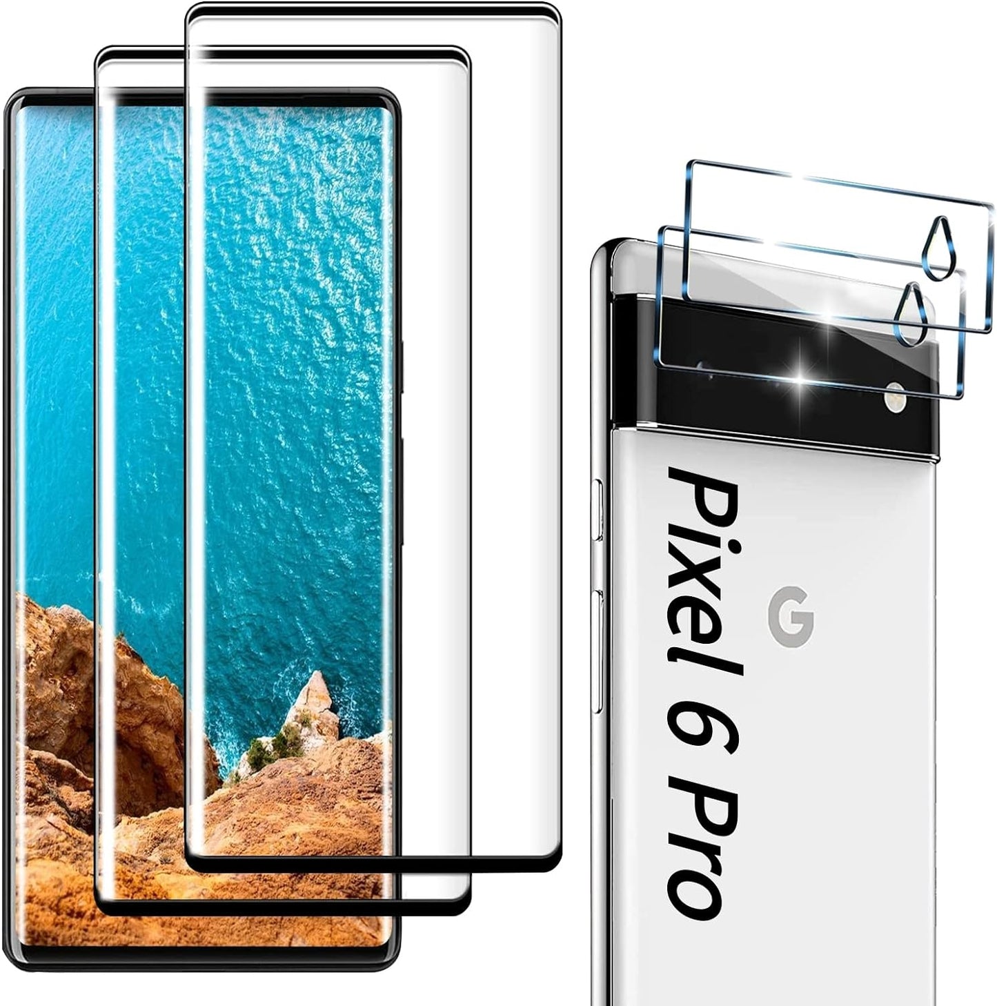 [2+2 Pack] Galaxy S22 Ultra Screen Protector, 9H Tempered Glass,3D Curved, HD Clear Scratch Resistant for Samsung Galaxy S22 Ultra Glass Screen Protector  letosan Google Pix 6 Pro- New-L1  