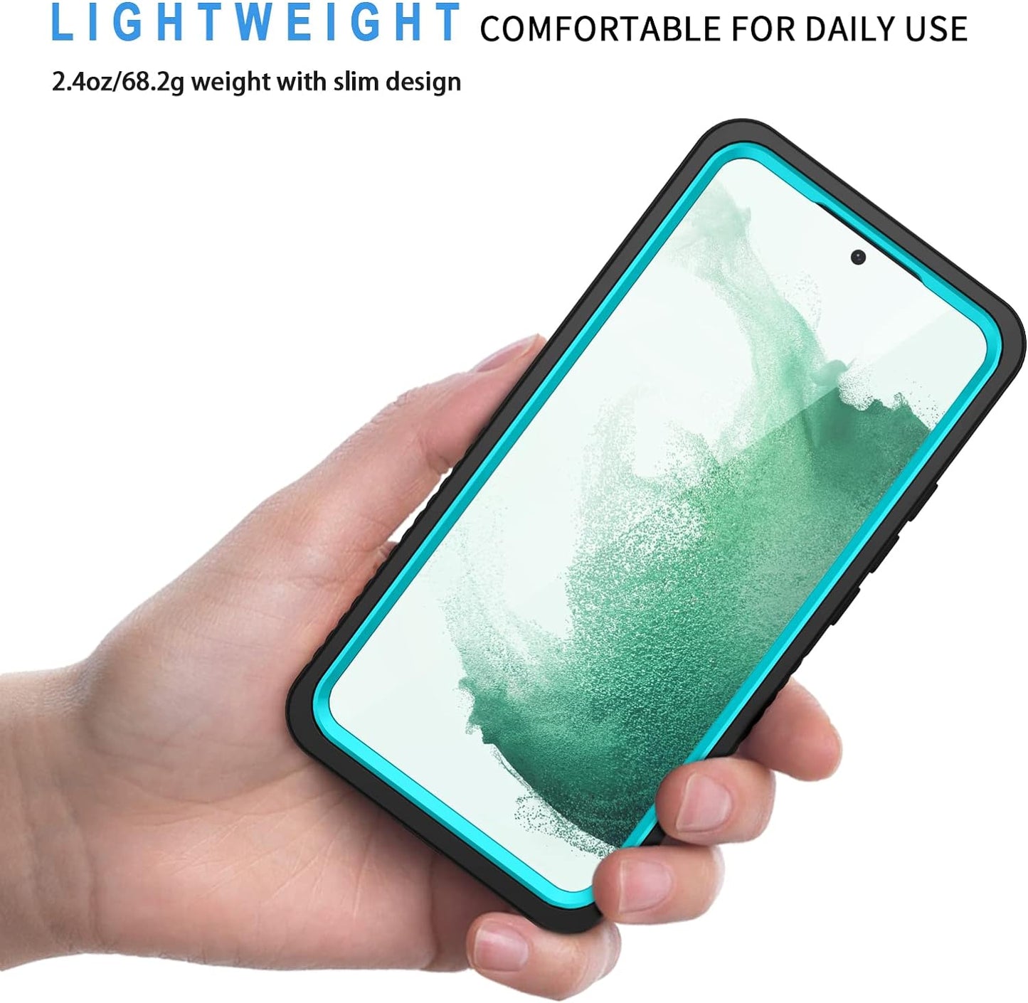 Lanhiem Samsung Galaxy S22+ plus Case, IP68 Waterproof Dustproof Shockproof Case with Built-In Screen Protector, Heavy Duty Full Body Protective Cover for Galaxy S22 plus 5G 6.6 Inch, Blue/Clear  Lanhiem   