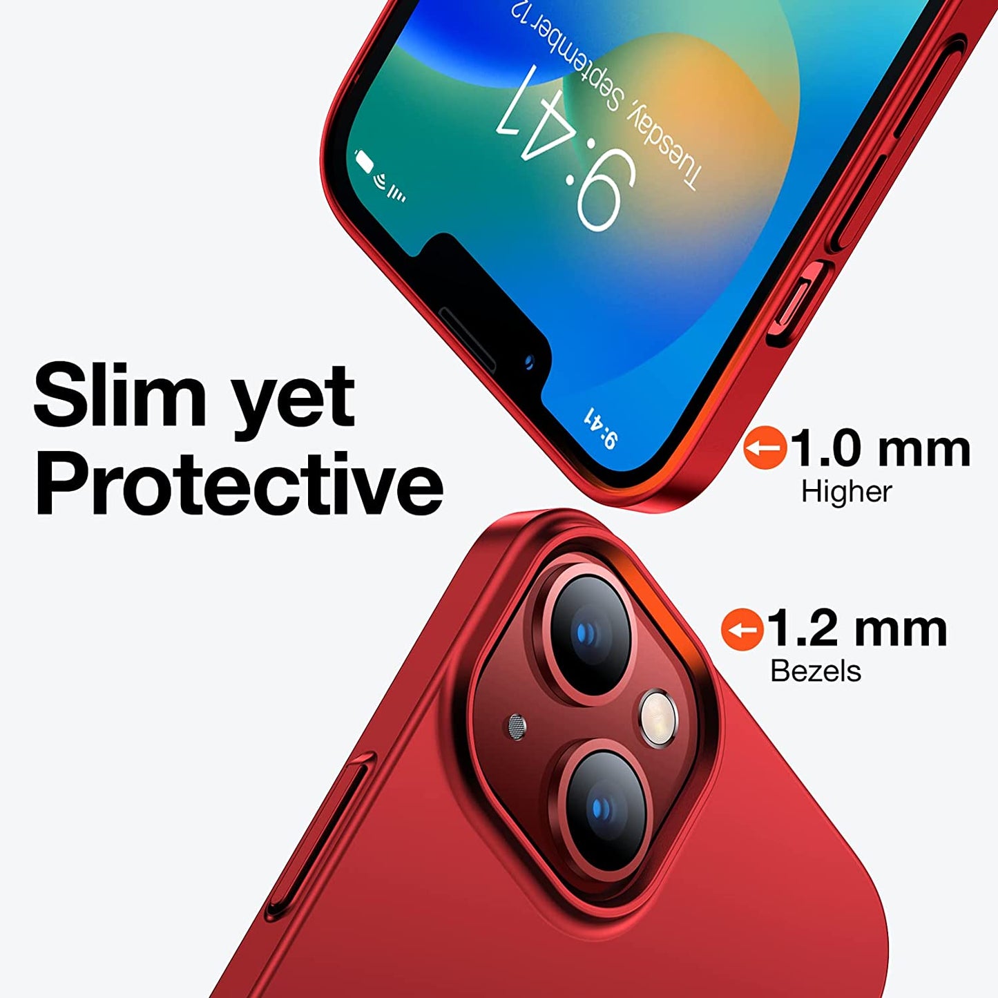 TORRAS Slim Fit for Iphone 14 Case/Iphone 13 Case Ultra-Thin Sturdy Protective Cover with Non-Slip Grip & No Fingerprint Hard Plastic Phone Case for Iphone 14/13 (6.1"), Santa Red  TORRS   