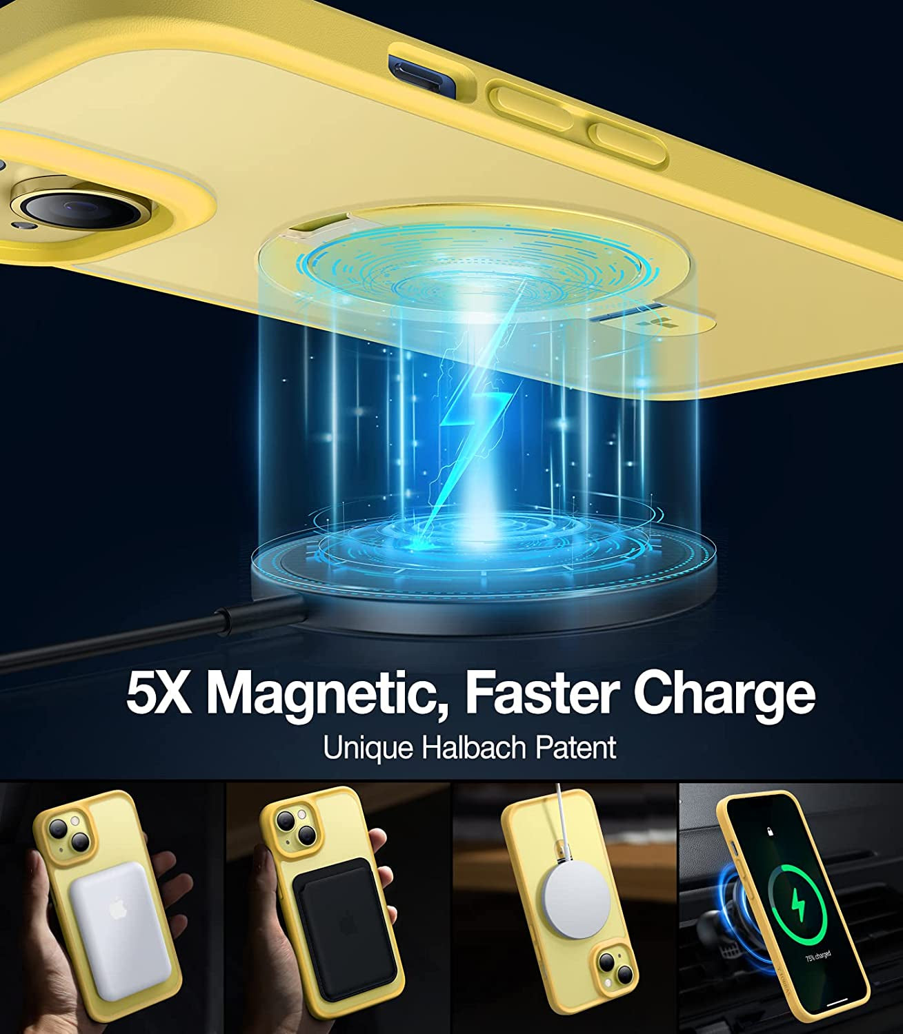 TORRAS Magnetic UPRO Ostand for Iphone 14 Case/Iphone 13 Case 6.1 Inch, Compatible with Magsafe Matte Hard Back with Soft Silicone Edge Protective yet Slim Kickstand Phone Cases for Iphone 14, Yellow  TORRAS   
