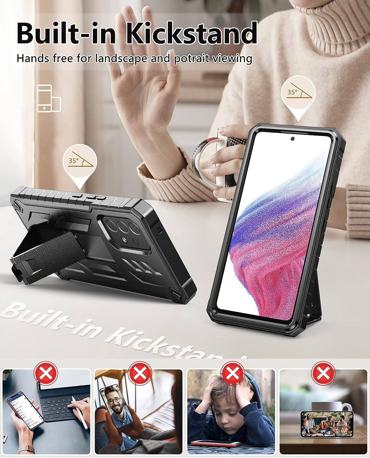 Soios for Samsung Galaxy A53 5G Case: Military Grade Protection Shockproof Phone Cover with Kickstand & Rugged TPU Shell | Matte Textured Durable Drop Proof Protective Case  DAMAI   