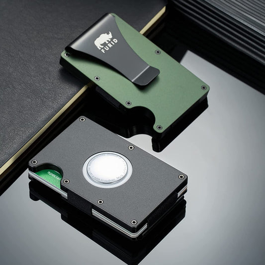 Furid Airtag Wallet (No Airtag), Metal Wallet, Mens Wallet with Money Clip, Minimalist Wallet, Slim Wallet for Men, Air Tag Wallet for Men Gift  furid   