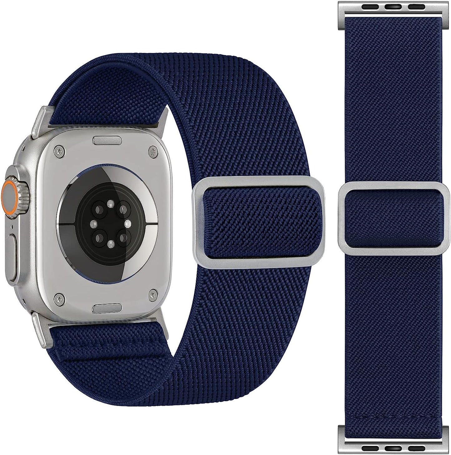 25MM/30MM Wide Stretchy Nylon Compatible with Apple Watch Ultra Band 44Mm 45Mm 49Mm 38Mm 40Mm 41Mm 42Mm, Adjustable Sport Soft Elastic for Apple Watch Band Men, Wristband for Iwatch SE 8 7 6 5 4 3 2 1  HEARTBOOM Navy Blue 49mm/45mm/44mm/42mm(Band width 30mm) 