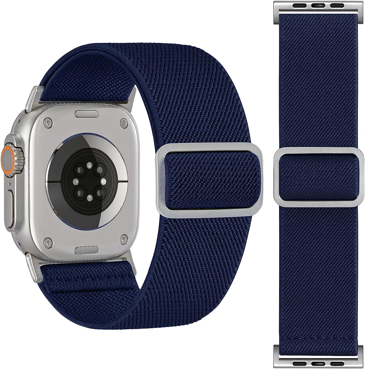 25MM/30MM Wide Stretchy Nylon Compatible with Apple Watch Ultra Band 44Mm 45Mm 49Mm 38Mm 40Mm 41Mm 42Mm, Adjustable Sport Soft Elastic for Apple Watch Band Men, Wristband for Iwatch SE 8 7 6 5 4 3 2 1  HEARTBOOM Navy Blue 49mm/45mm/44mm/42mm(Band width 30mm) 