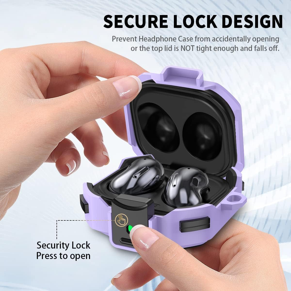 [With Lock] Armor Cover for Galaxy Buds Pro Case/Galaxy Buds 2 Case/Galaxy Buds Live Case,Shockproof PC+TPU Protective Cover for Samsung Buds 2/Buds Pro/Buds Live with Fashion Candy Keychain(Purple)  YIPINJIA   